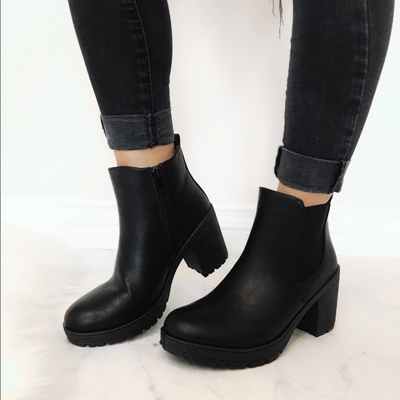 Black Lug Sole Ankle Booties - Picture 3 of 3